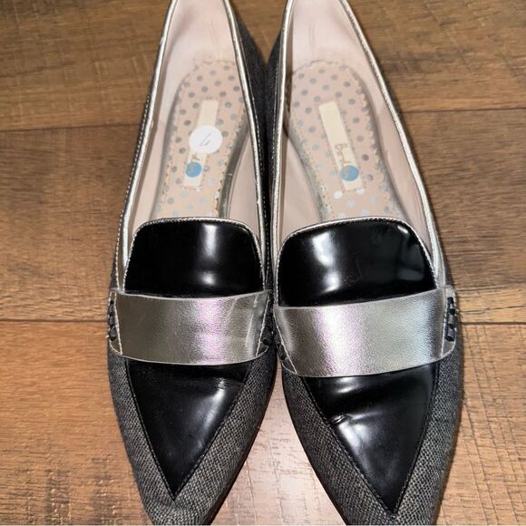Boden Shoes - Boden Black and Silver Pointed Loafers